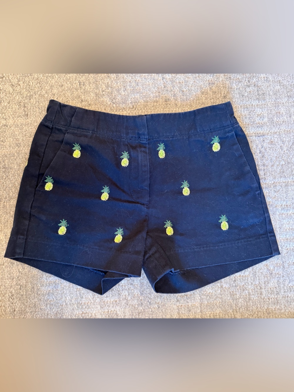 EUC Crewcuts Navy girls Shorts with Yellow Pineapple Embroidery size 10